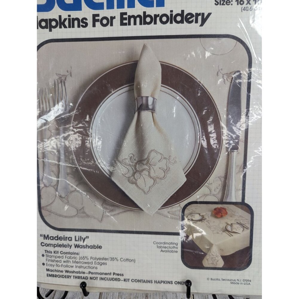 Bucilla Madeira Lily Napkins Embroidery Kit 491651 - Picture 3 of 6